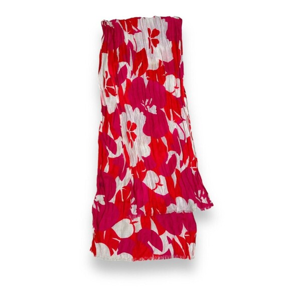 Accessories - Red White & Pink Floral Scarf 18" x 35" Women Scarve Beach